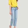 AMANDA UPRICHARD Yellow Silk Grandpa Shirt