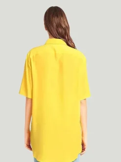 AMANDA UPRICHARD Yellow Silk Grandpa Shirt