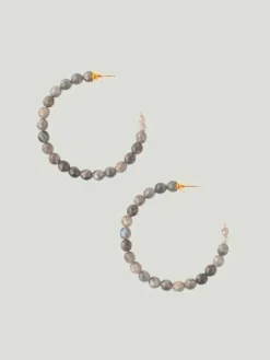 Chan Luu Large Gemstone Hoop Earrings