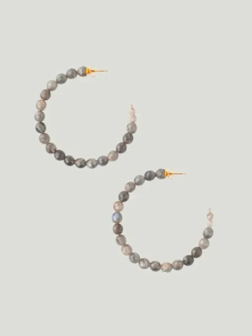 Chan Luu Large Gemstone Hoop Earrings