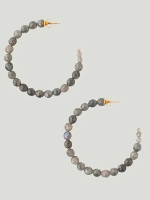 Chan Luu Large Gemstone Hoop Earrings