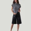 Crescent Amanda Vegan Leather Bermuda Quilted Shorts
