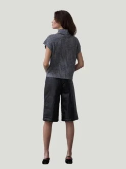 Crescent Amanda Vegan Leather Bermuda Quilted Shorts