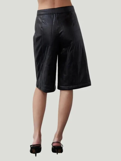 Crescent Amanda Vegan Leather Bermuda Quilted Shorts
