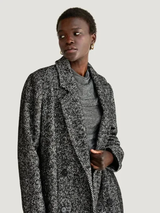 Crescent Double Breasted Herringbone Coat