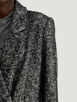 Crescent Double Breasted Herringbone Coat
