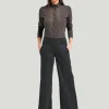 European Culture Plus Size Sheer Panel Shirt