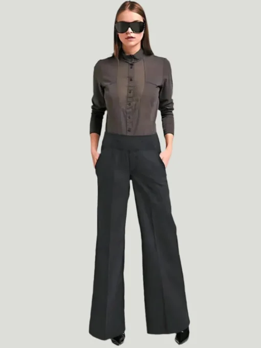 European Culture Plus Size Sheer Panel Shirt