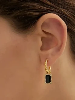 Furano Studio Black Geometric Drop Earrings