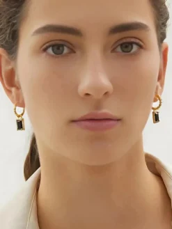 Furano Studio Black Geometric Drop Earrings