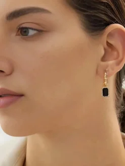 Furano Studio Black Geometric Drop Earrings