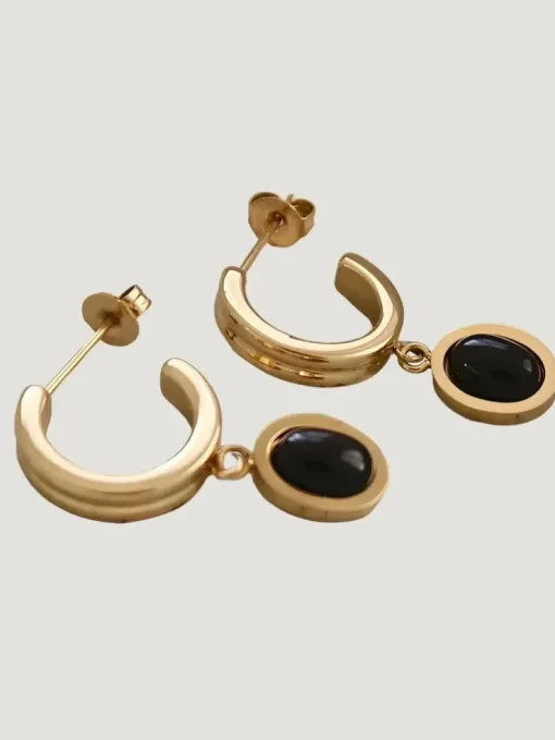 Furano Studio Black Onyx Gemstone Drop Earrings