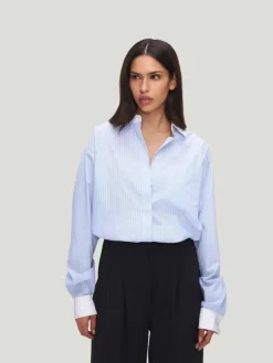 GOOD AMERICAN Poplin Striped Shirt