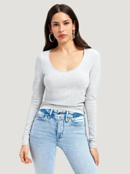 GOOD AMERICAN Scoop Long Sleeve T-shirt