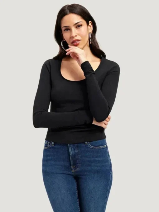 GOOD AMERICAN Scoop Long Sleeve T-shirt