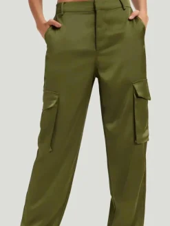 GOOD AMERICAN Washed Satin Cargo Pants