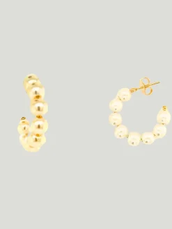 Mali Beads Chunky Pearl Hoops