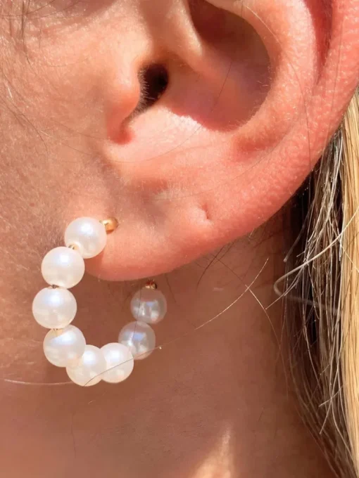 Mali Beads Chunky Pearl Hoops