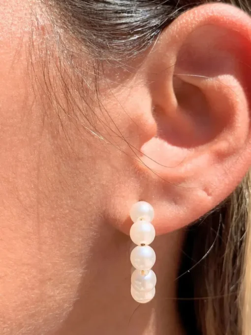 Mali Beads Chunky Pearl Hoops