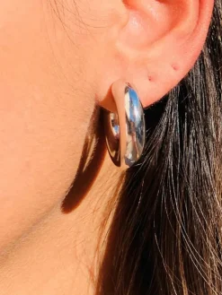 Mali Beads Chunky Silver Hoops