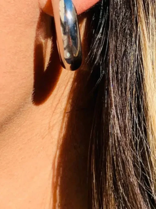 Mali Beads Chunky Silver Hoops