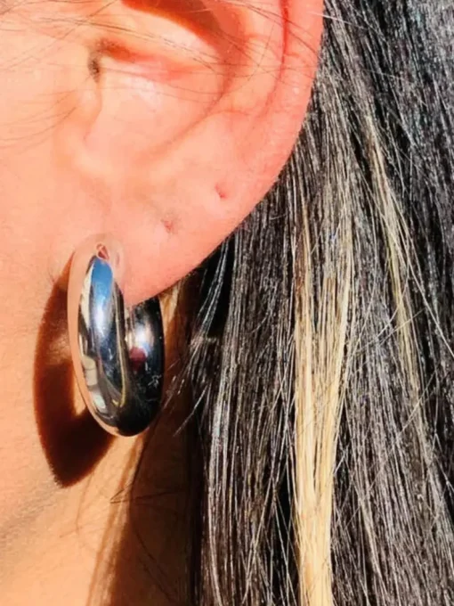 Mali Beads Chunky Silver Hoops