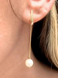 Mali Beads Gold Pearl Earrings