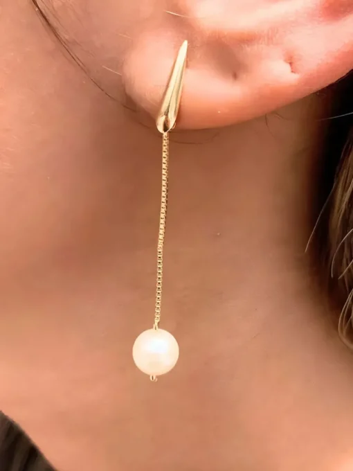 Mali Beads Gold Pearl Earrings