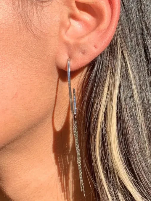 Mali Beads Hoop Mesh Silver Earrings