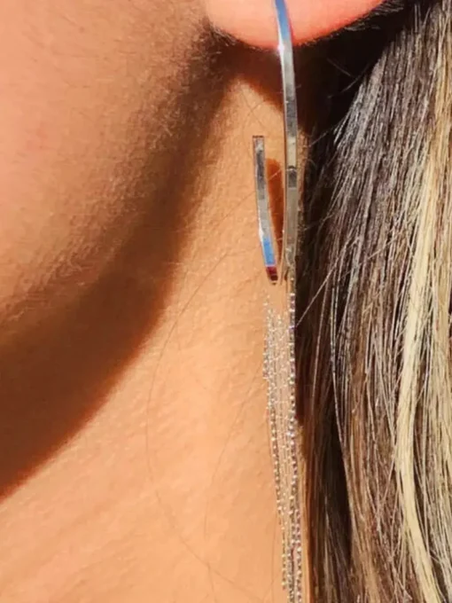 Mali Beads Hoop Mesh Silver Earrings