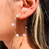Mali Beads Pearl Hoop Earrings