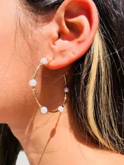 Mali Beads Pearl Hoop Earrings
