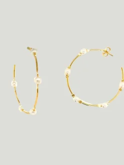 Mali Beads Pearl Hoop Earrings