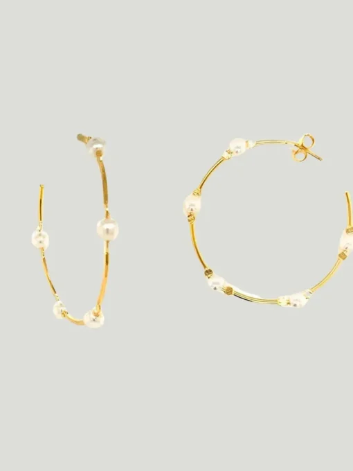 Mali Beads Pearl Hoop Earrings