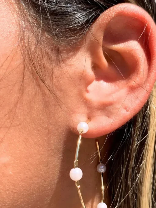 Mali Beads Pearl Hoop Earrings