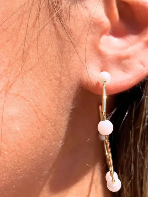 Mali Beads Pearl Hoop Earrings