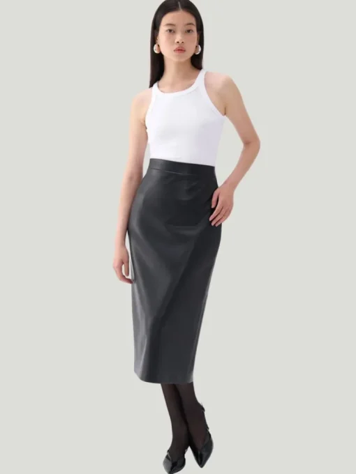 Nocturne High Waist Vegan Leather Skirt
