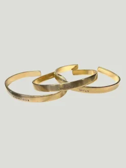 Océanne Stamped Brass Cuff Bracelets