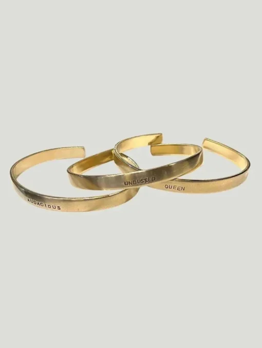 Océanne Stamped Brass Cuff Bracelets