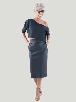 The Locker Room Plus Size Black Leatherette Midi Skirt