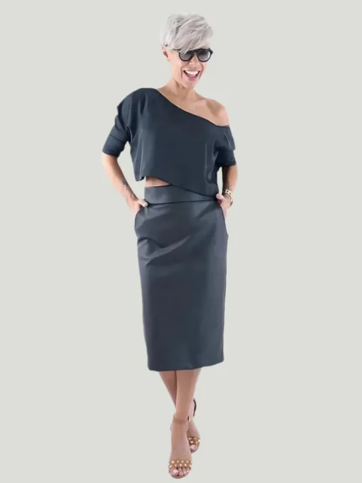 The Locker Room Plus Size Black Leatherette Midi Skirt