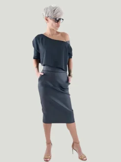 The Locker Room Plus Size Black Leatherette Midi Skirt
