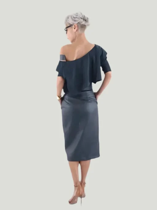 The Locker Room Plus Size Black Leatherette Midi Skirt