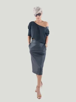 The Locker Room Plus Size Black Leatherette Midi Skirt