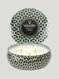 Voluspa French Linen 3 Wick Tin Candle