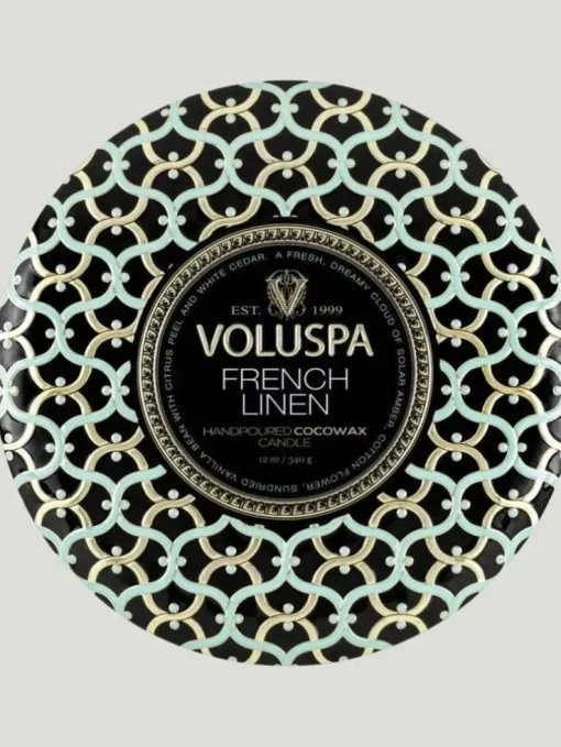 Voluspa French Linen 3 Wick Tin Candle