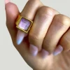 WILYMI Jewelry Amethyst Square Ring
