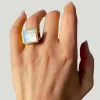 WILYMI Jewelry Mother of Pearl Square Ring