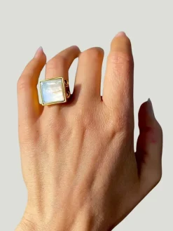 WILYMI Jewelry Mother of Pearl Square Ring